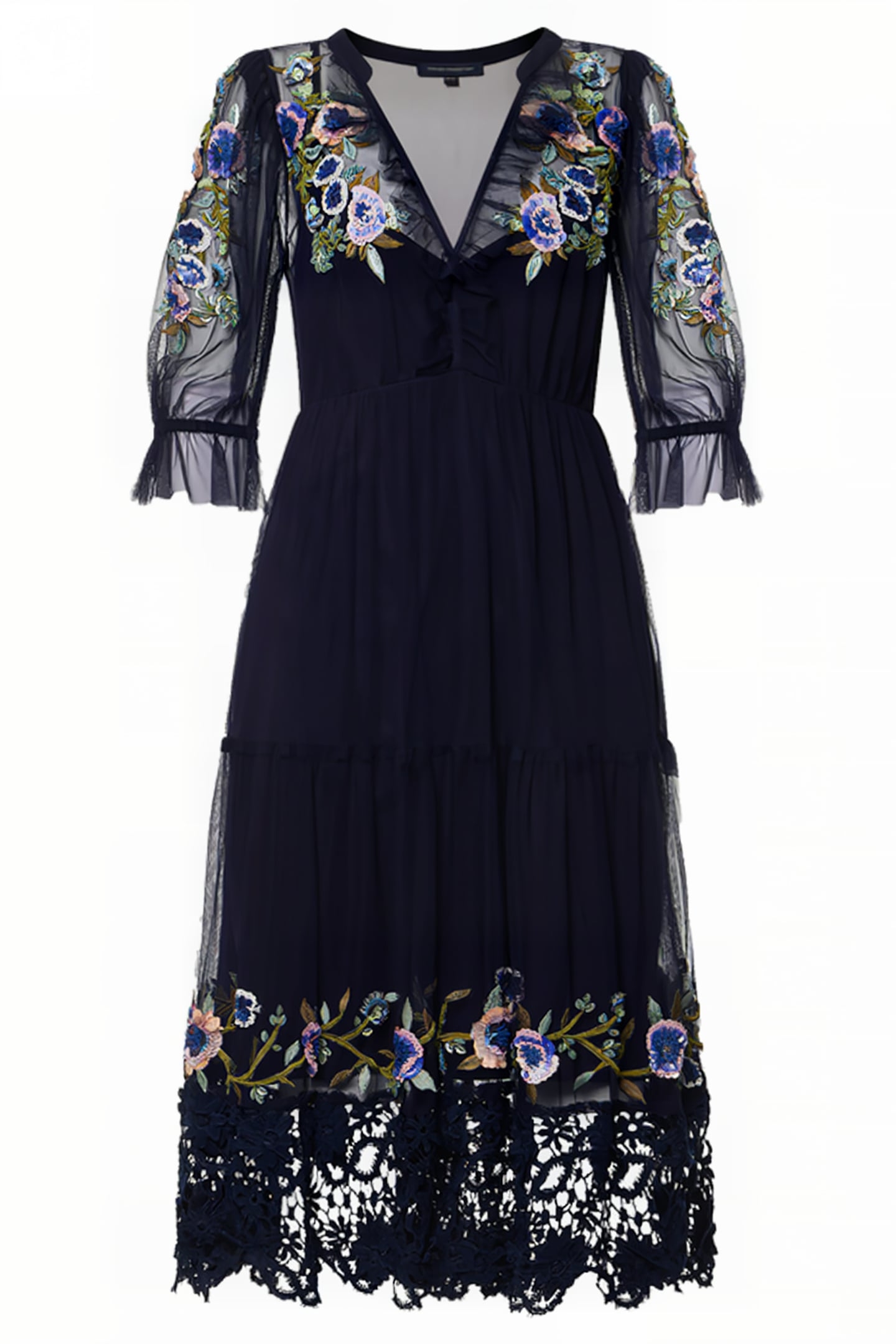 AMBRE EMB CLUSTER MAXI DRESS INDIGO 1