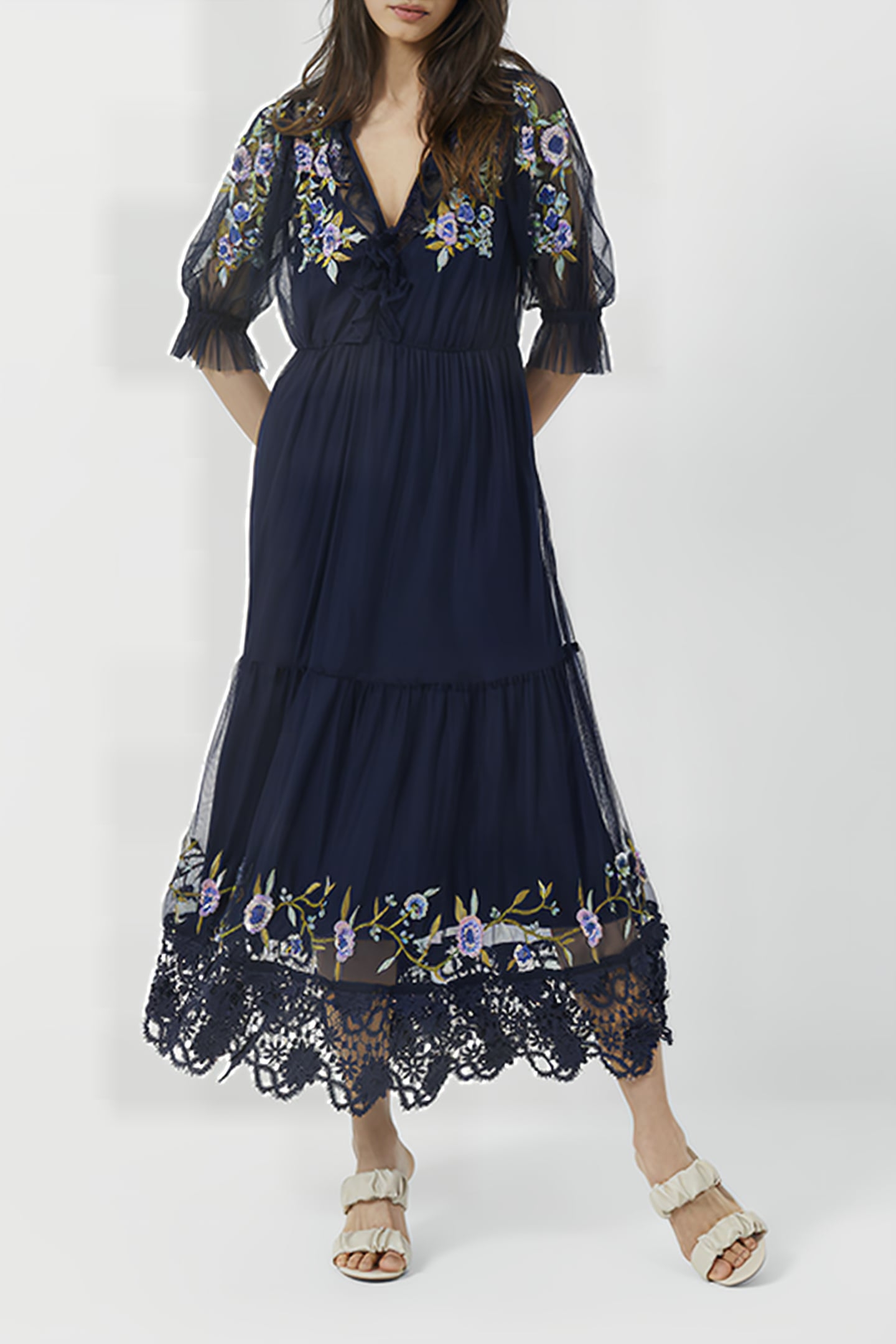 AMBRE EMB CLUSTER MAXI DRESS INDIGO 2