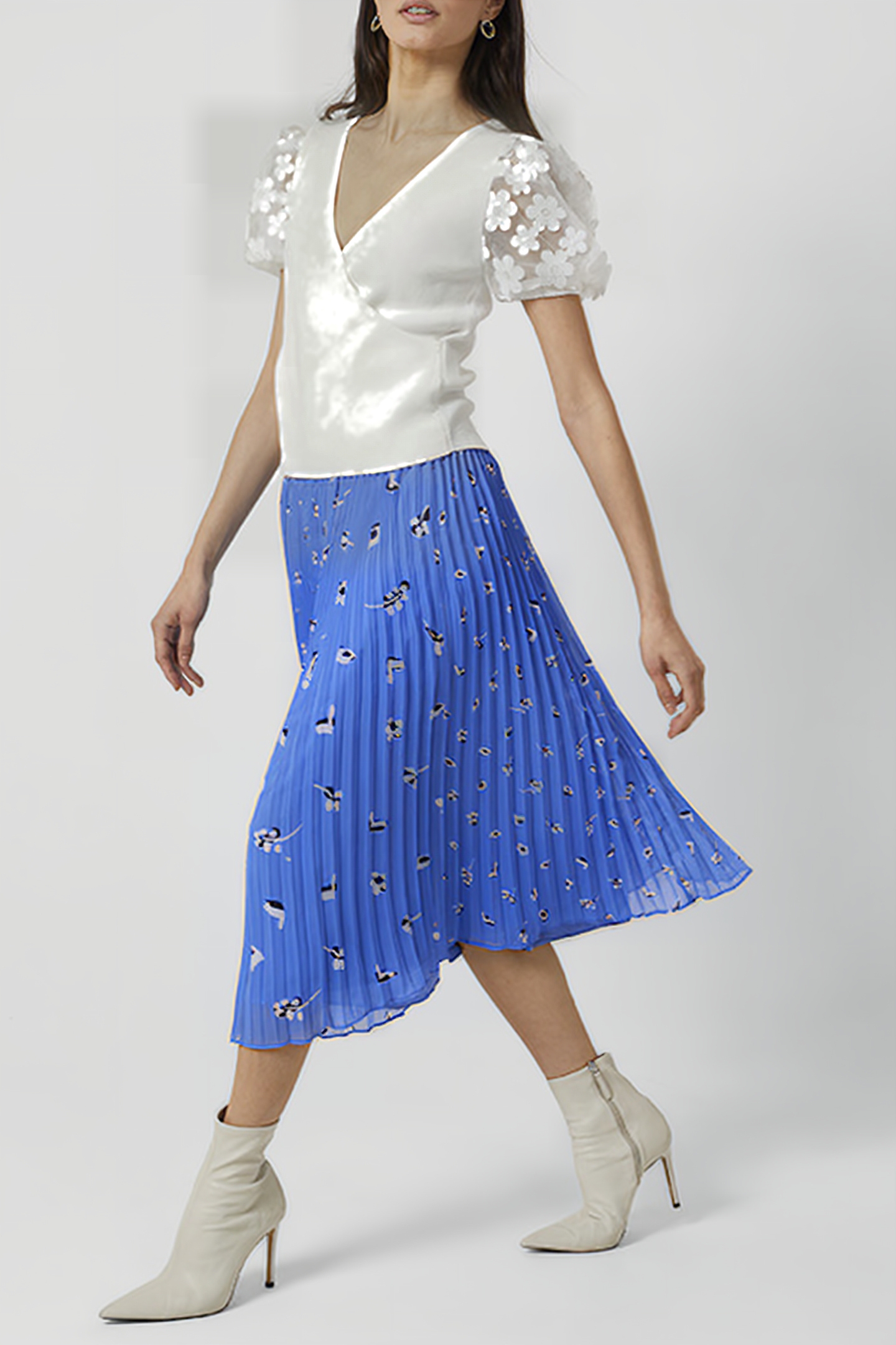 BHELLE CREPE PANNEL MIDI SKIRT ULTRAMAR-WHITE MULTI 4