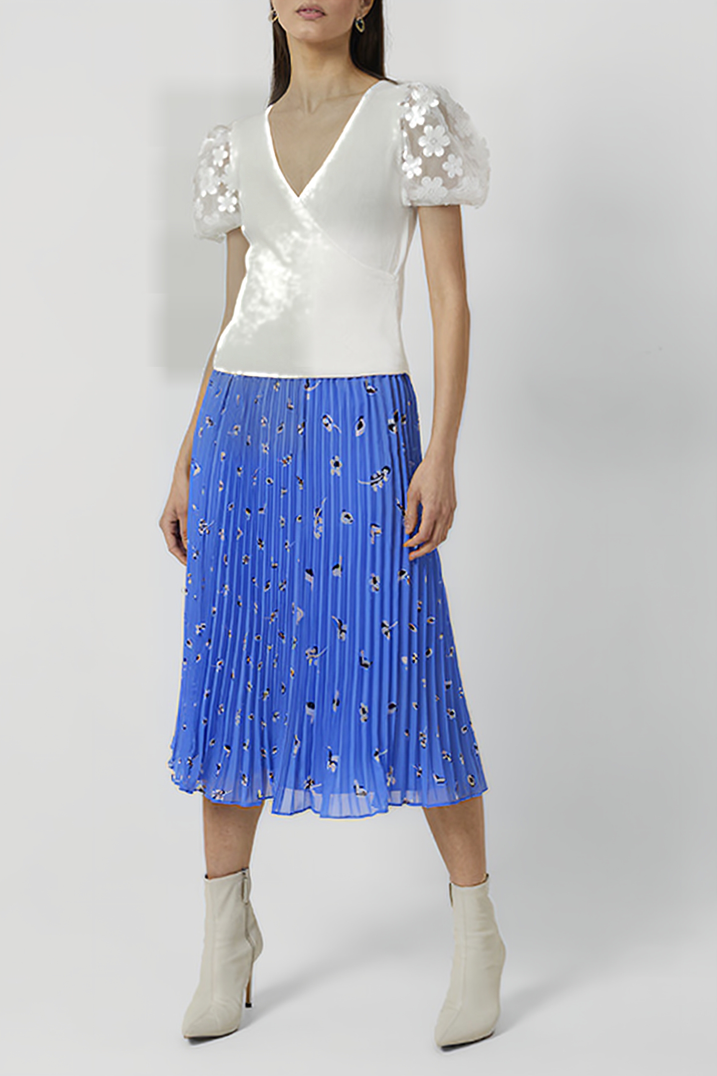BHELLE CREPE PANNEL MIDI SKIRT ULTRAMAR-WHITE MULTI 2