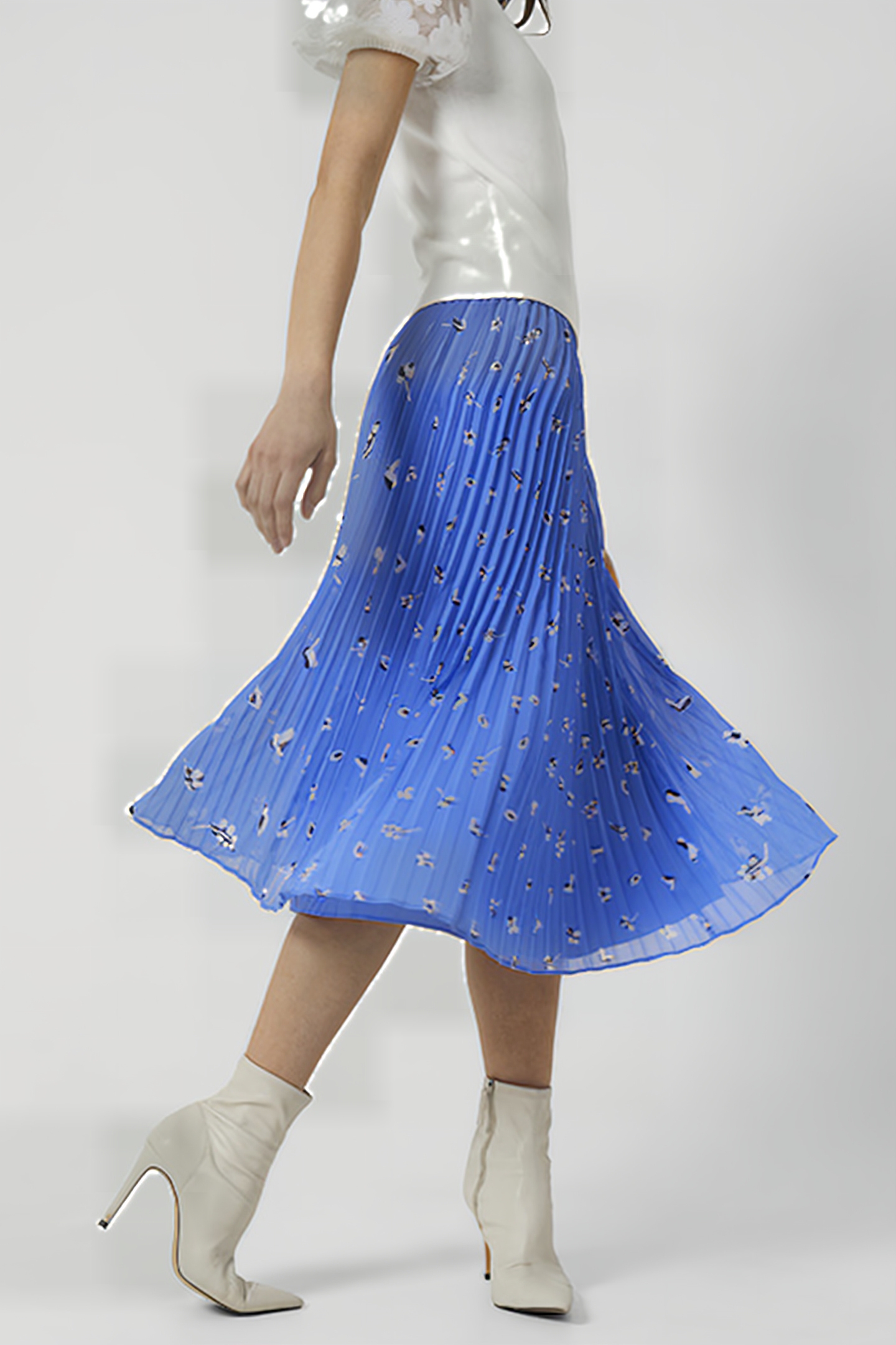 BHELLE CREPE PANNEL MIDI SKIRT ULTRAMAR-WHITE MULTI 5