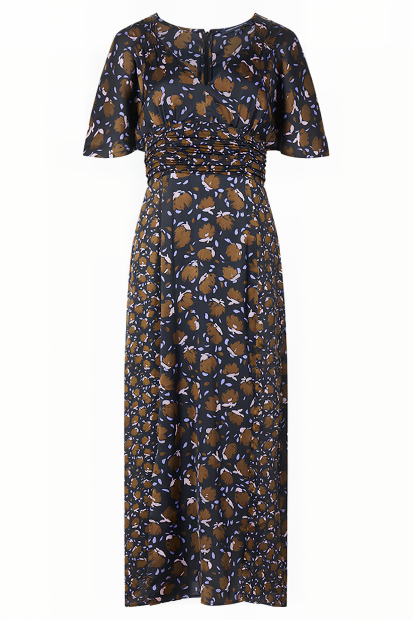 INGRID INU SAT DRAPE MIDI DRES BLACK MULTI 6