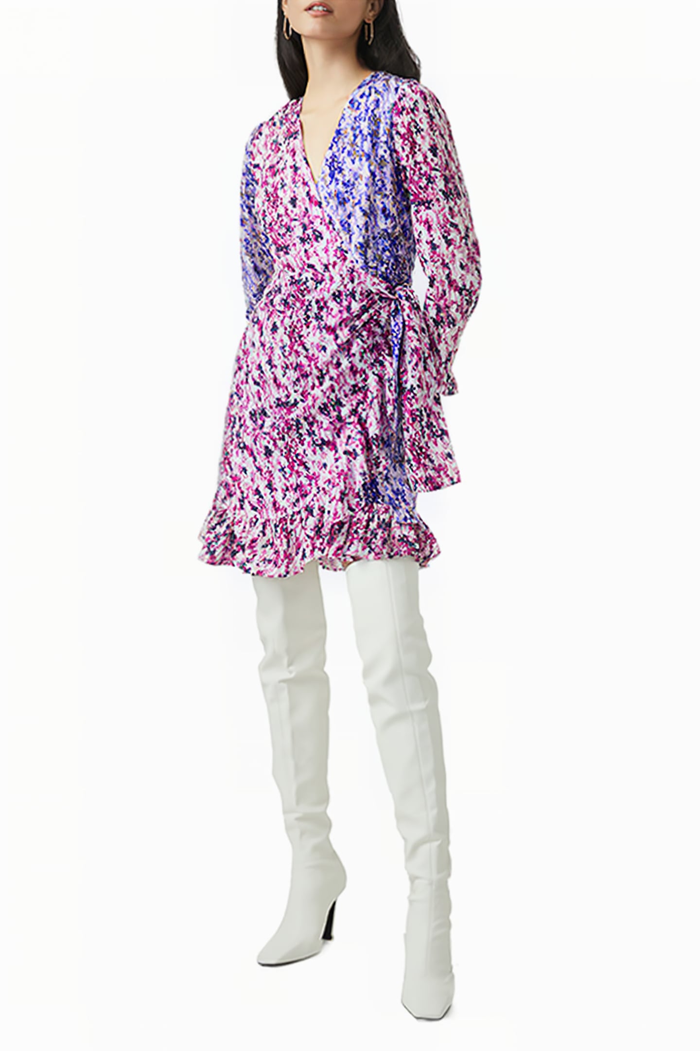 COURTNEY CREPE WRAP DRESS PURP MEAD/DAZZ BLUE 2