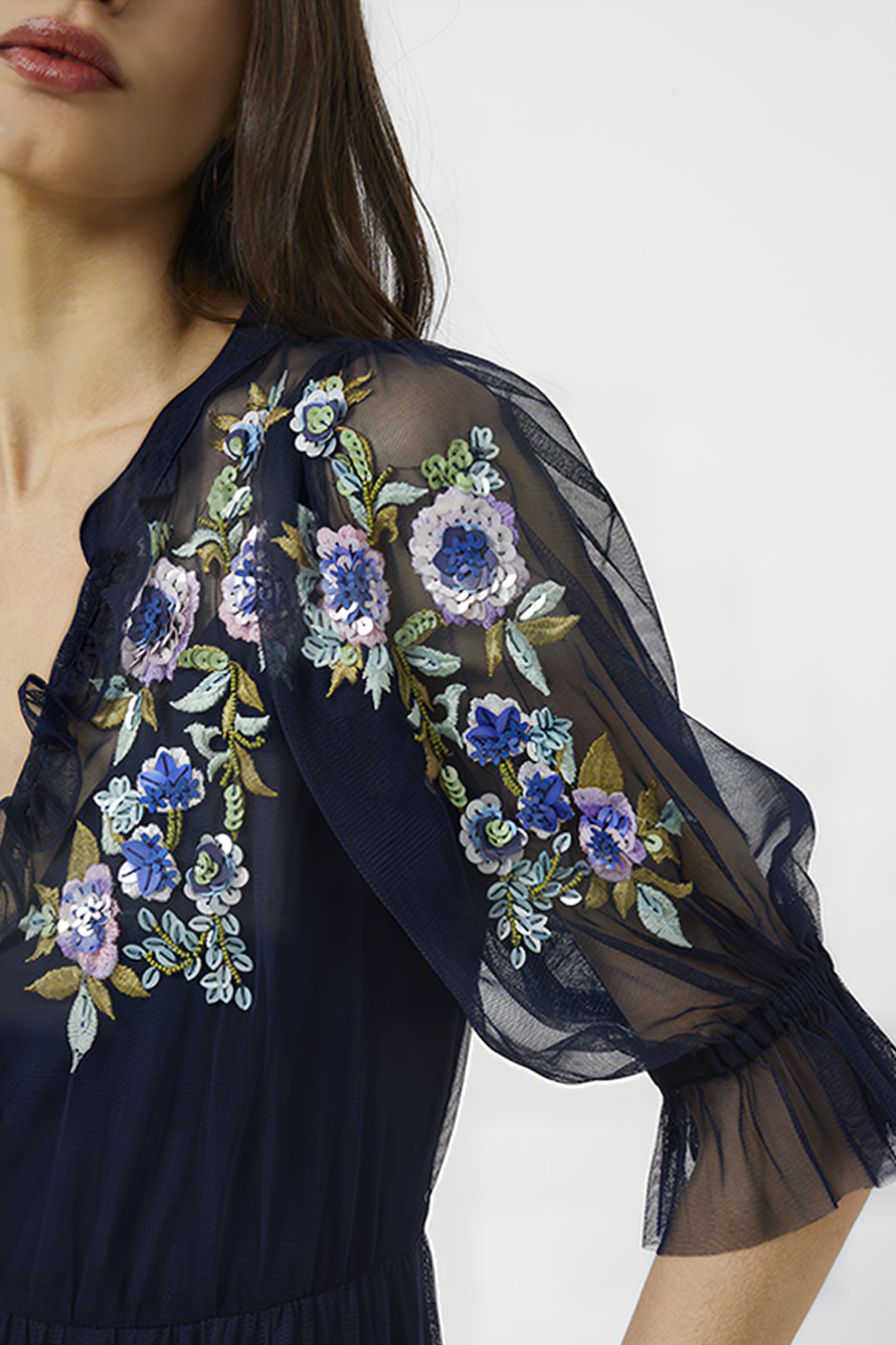 AMBRE EMB CLUSTER MAXI DRESS INDIGO 5