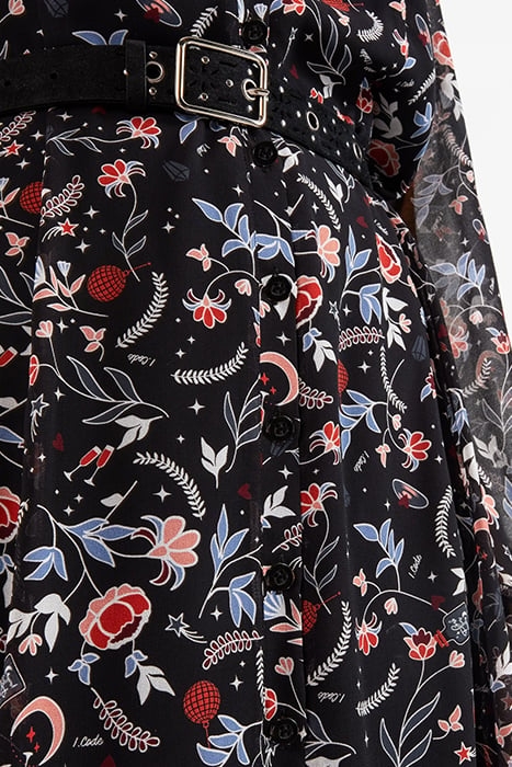 BLACK INDIAN FLOWER PRINT LONG DRESS 6