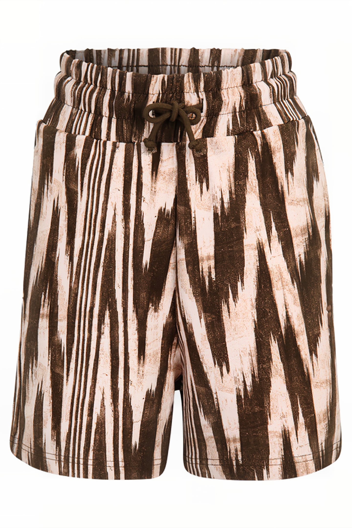 COLLIOURE AOP HIGH WAIST SHORTS BROWN ABSTRACT ETNO AOP 1