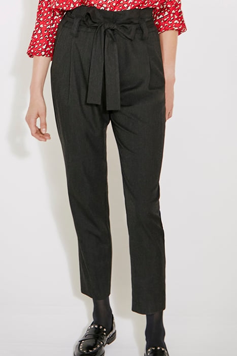 STRAIGHT PANTS BLACK HIGH WAIST REMOVABLE BELT WOMAN 1