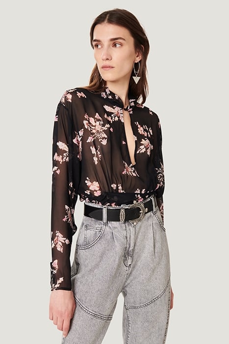 ILEYNIA BLOUSE IN BLACK/ECRU/PINK TOP 1