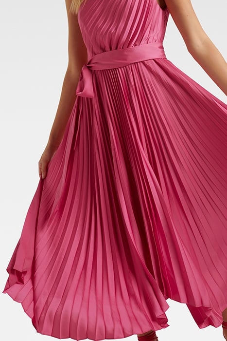 BRONTE SATIN PLEATED MIDI DRESS RASPBERRY JELLY 4