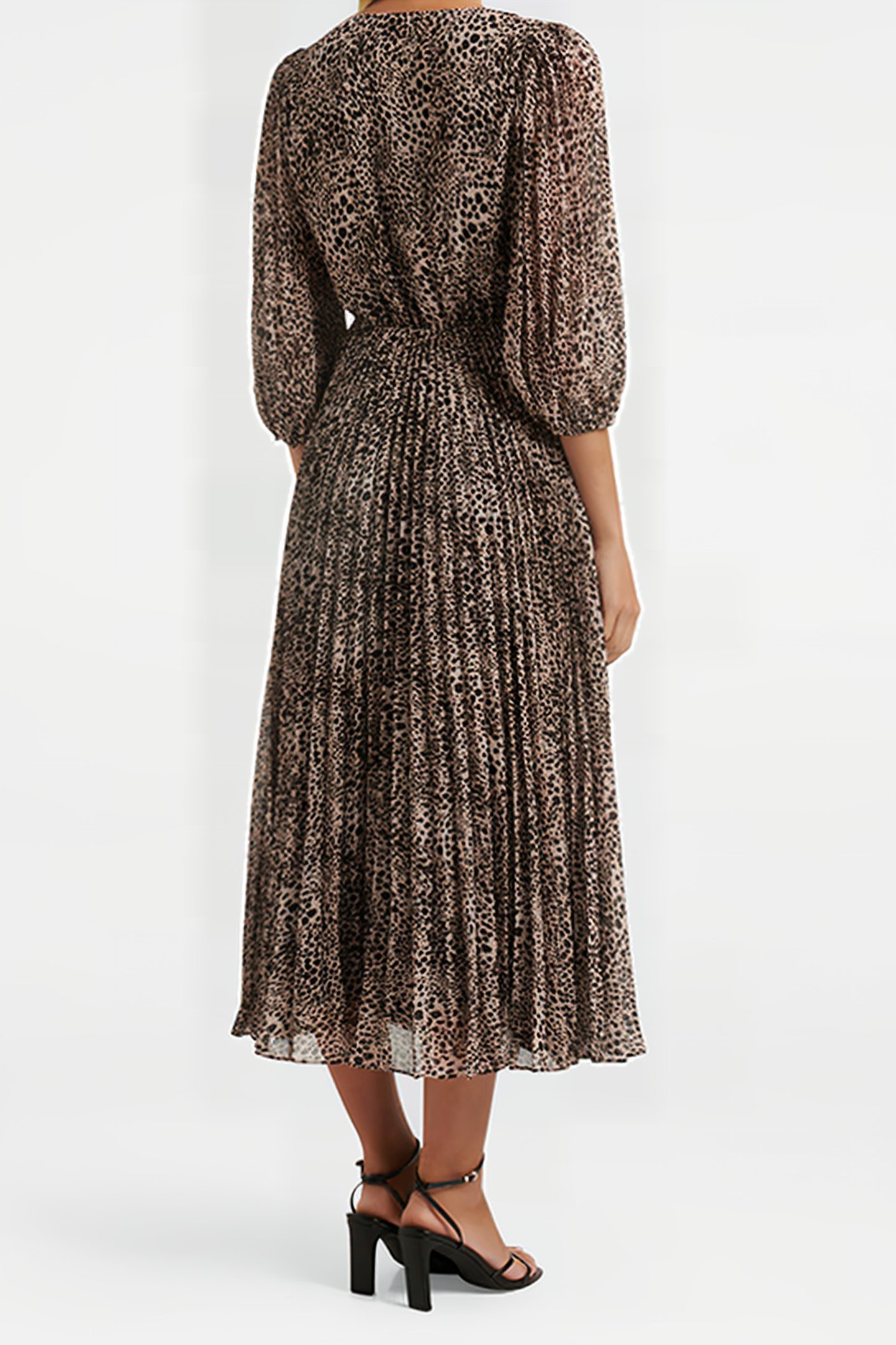 VIVIANA TWIST FRONT PLEATED MIDI SEPIA LEOPARD 2