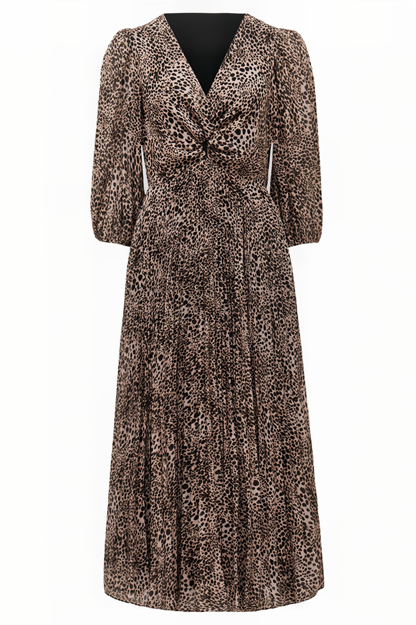 VIVIANA TWIST FRONT PLEATED MIDI SEPIA LEOPARD 5
