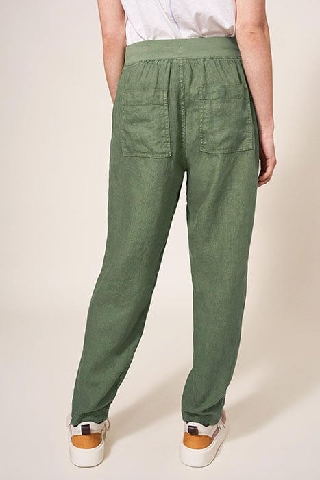 EFFIE LINEN TROUSER KHAKI GREEN 2