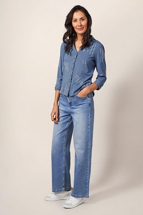 ANNIE EMBROIDERED JERSEY SHIRT BLUE MULTI 1