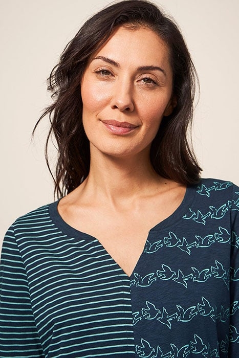 NELLY LS TEE TEAL MULTI 3