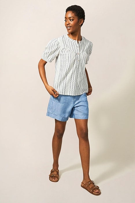 ARIA TEXTURED STRIPE TOP IVORY MULTI 1