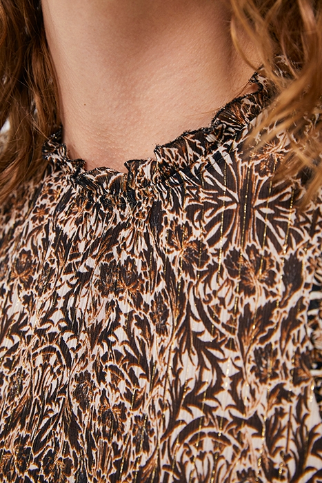 ARABESQUE PRINT VICTORIAN HIGH NECK LOOSE BLOUSE 6