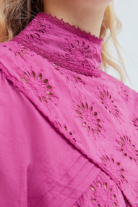 PURPLE FLOWER-EMBROIDERED ORGANIC COTTON BLOUSE 3