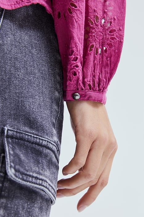 PURPLE FLOWER-EMBROIDERED ORGANIC COTTON BLOUSE 5