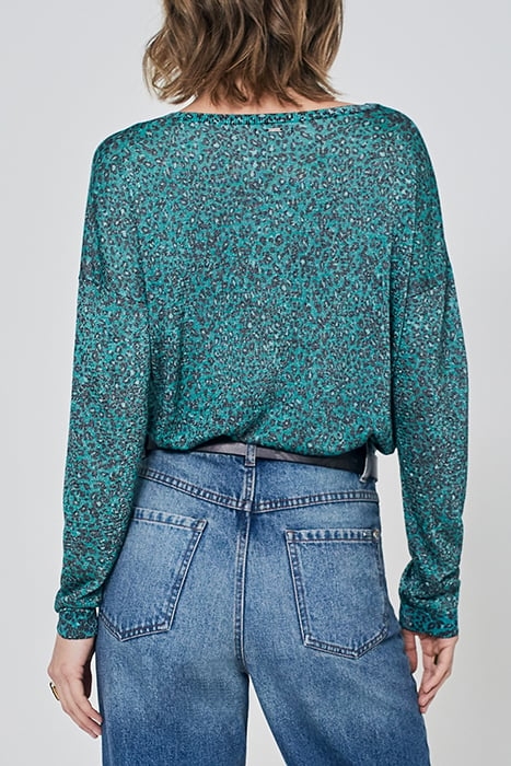 GREEN LUREX LEOPARD KNIT SWEATER 2