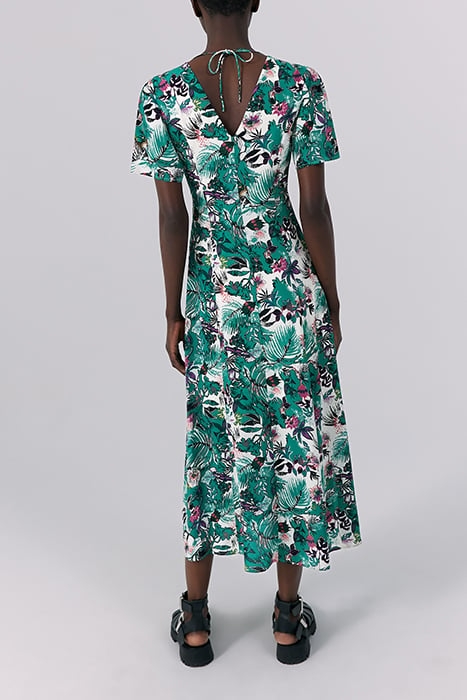 GREEN PLANT PRINT LONG DRESS 2