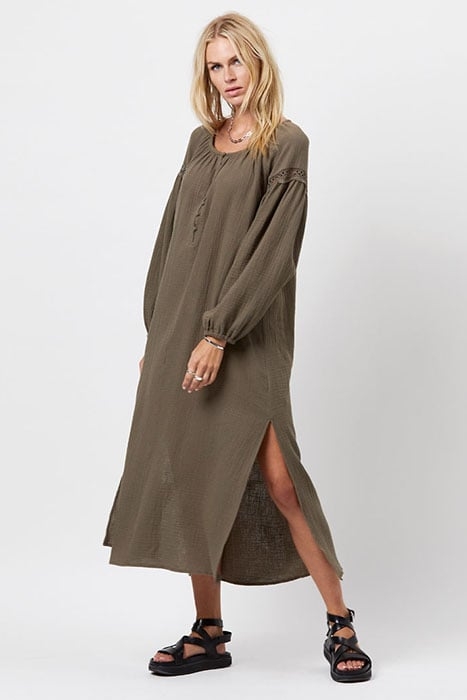 D6CHELSEY MAXI DRESS THYME GREEN 4