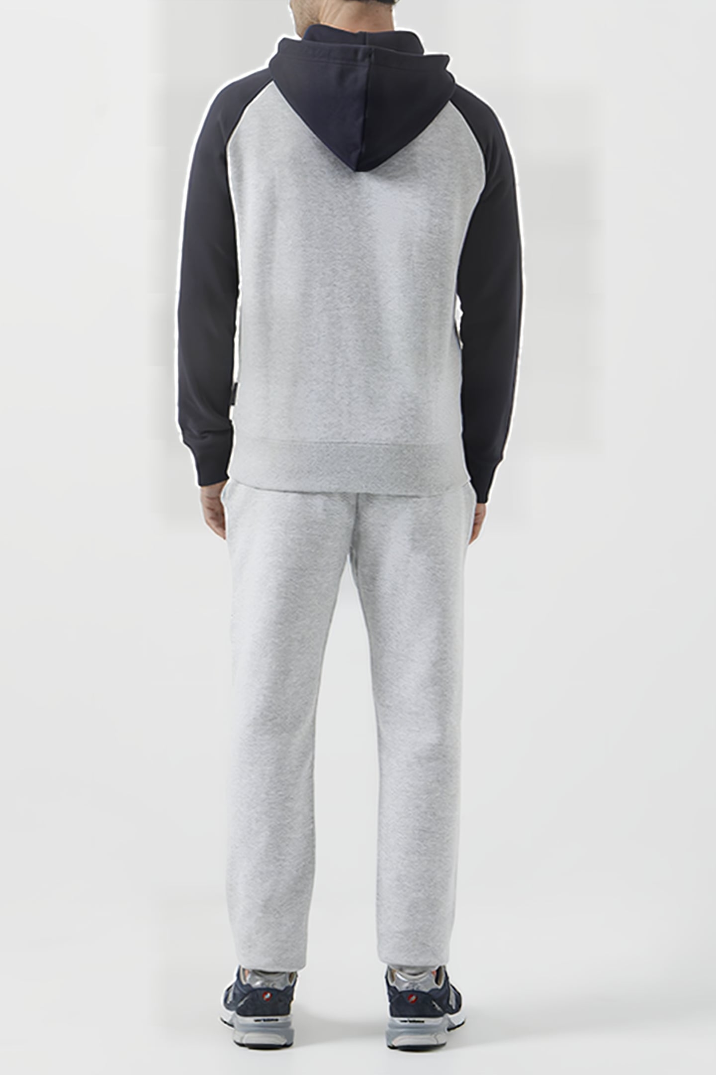 LOGO OVERHEAD RAGLAN SWEAT HOODIE DK NAVY/LGT GREY MEL 2