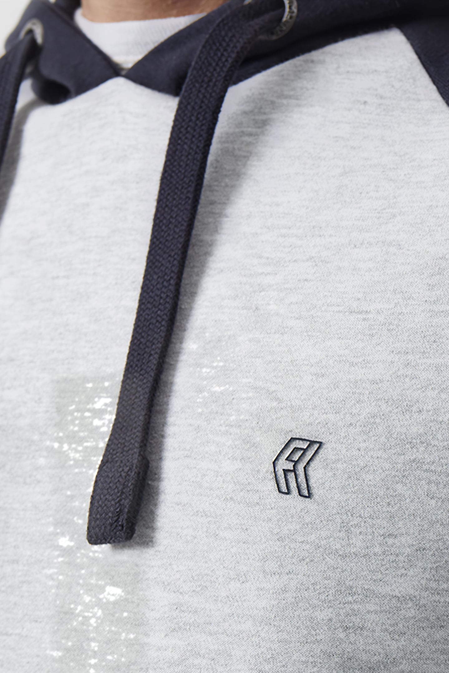 LOGO OVERHEAD RAGLAN SWEAT HOODIE DK NAVY/LGT GREY MEL 3