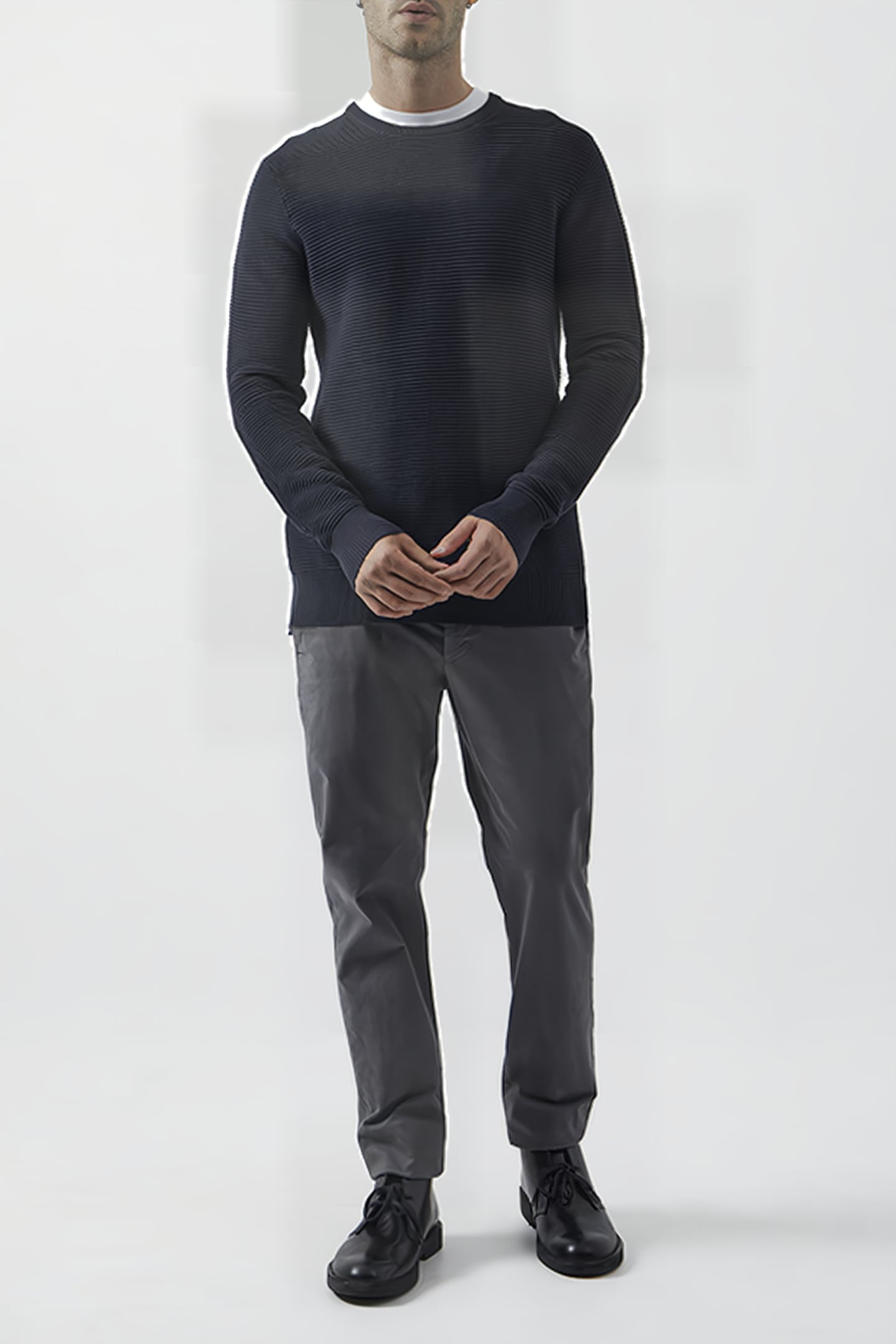 OTTOMAN CREW NECK JUMPER DARK NAVY 2