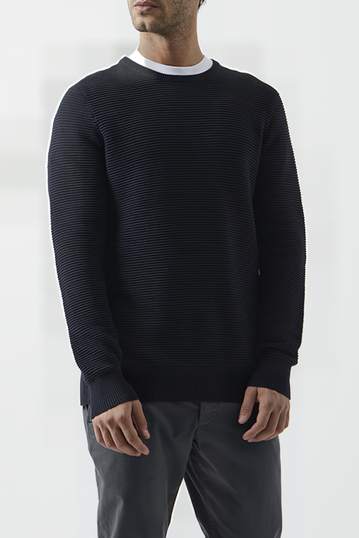 OTTOMAN CREW NECK JUMPER DARK NAVY 1