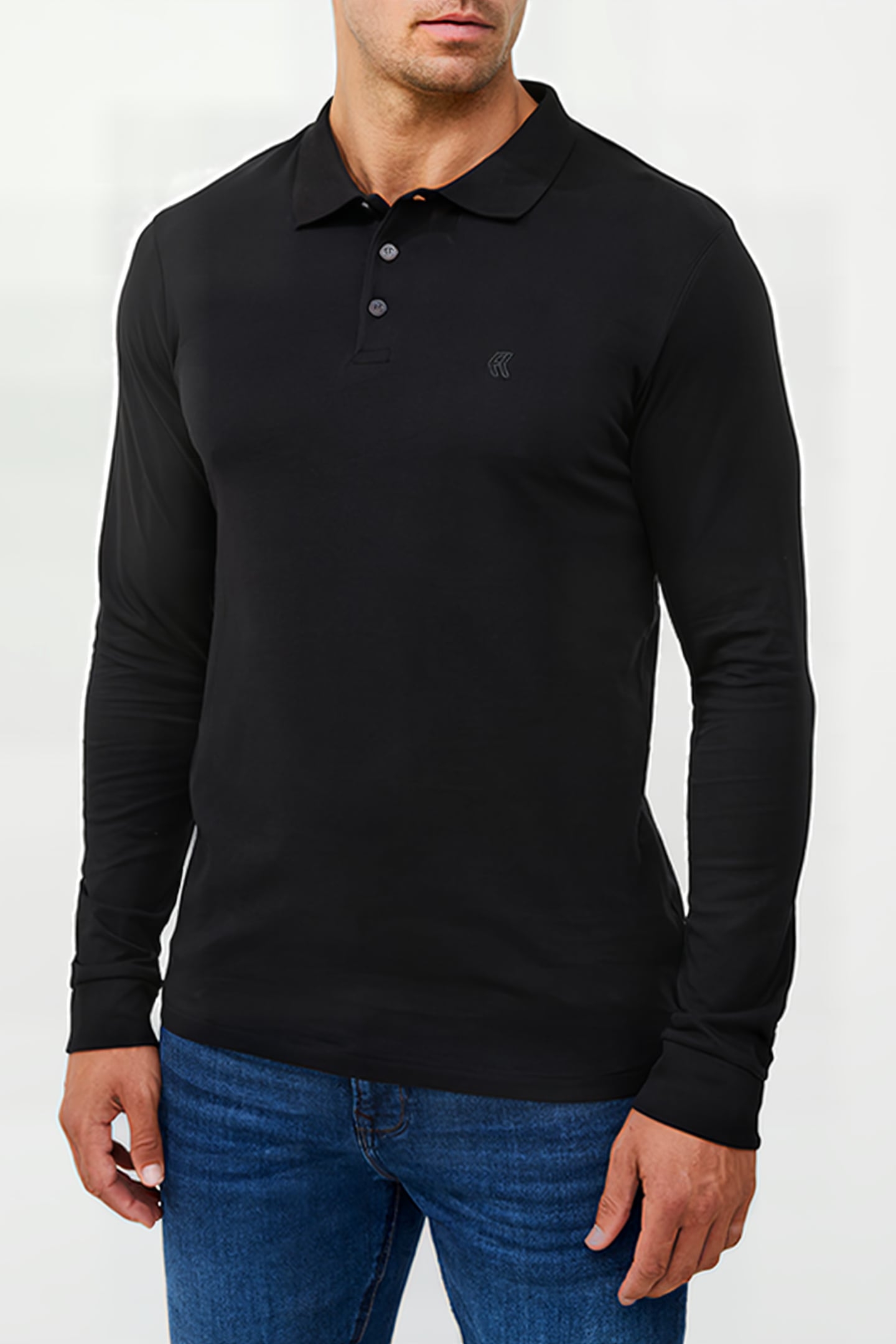 2 PACK LONG SLEEVE POLO SHIRT BLACK 1