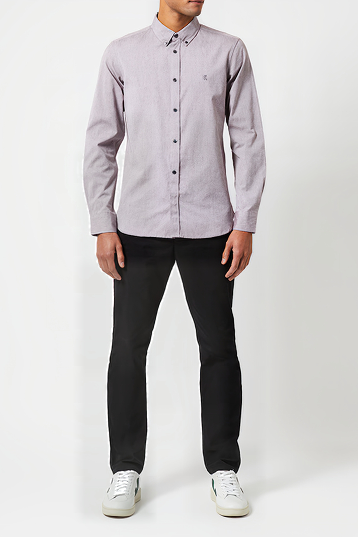 OXFORD LOGO LONG SLEEVE SHIRT BORDEAUX/DARK NAVY 2