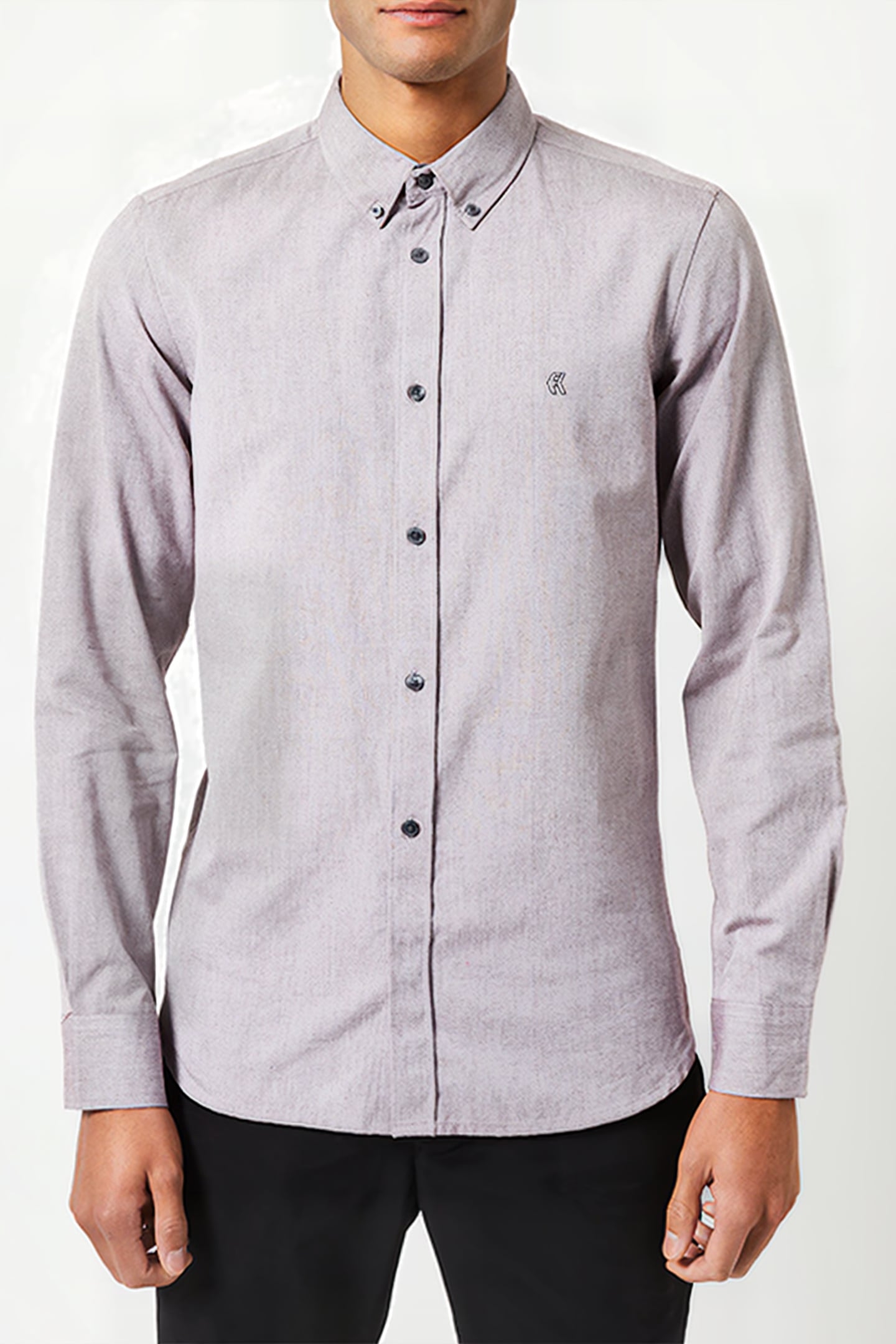 OXFORD LOGO LONG SLEEVE SHIRT BORDEAUX/DARK NAVY 1