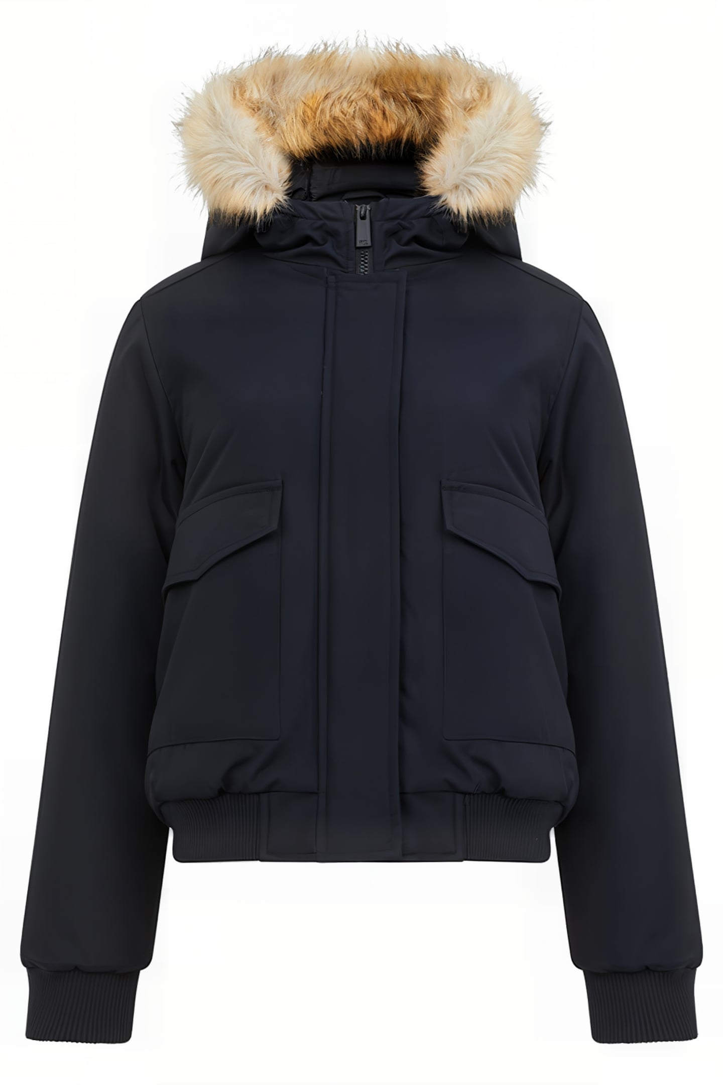 FAUX FUR TRIM HOODED PADDED PARKA JACKET BLACK 3