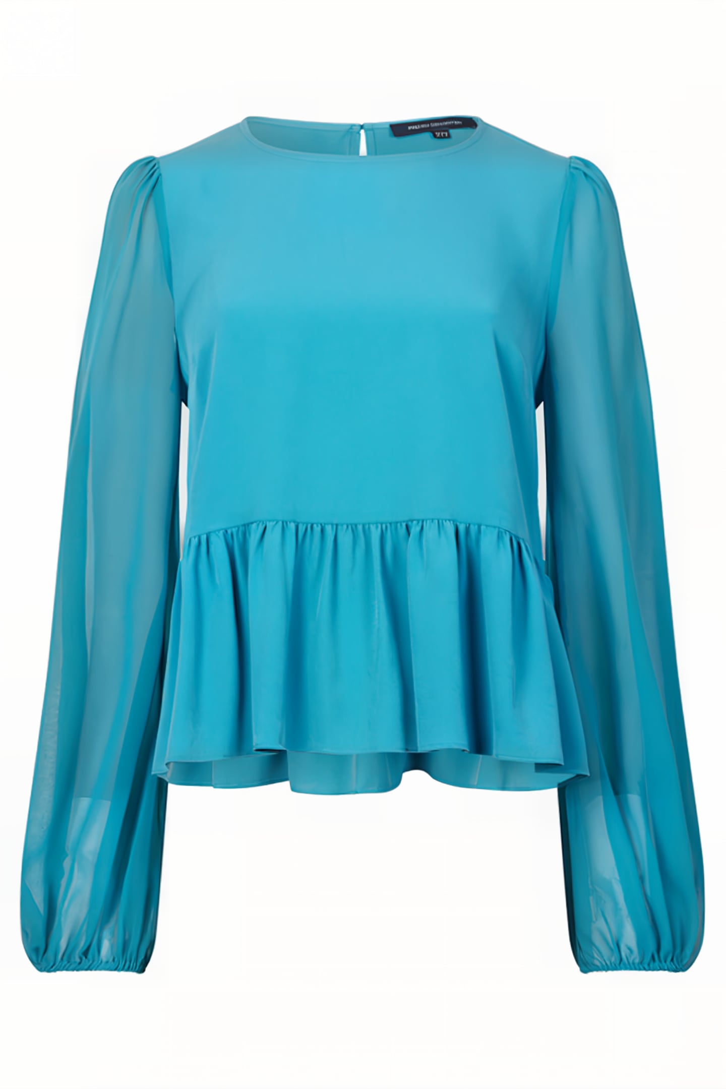 CREPE LIGHT GEORGETTE PEPLUM TOP MOSAIC BLUE 4