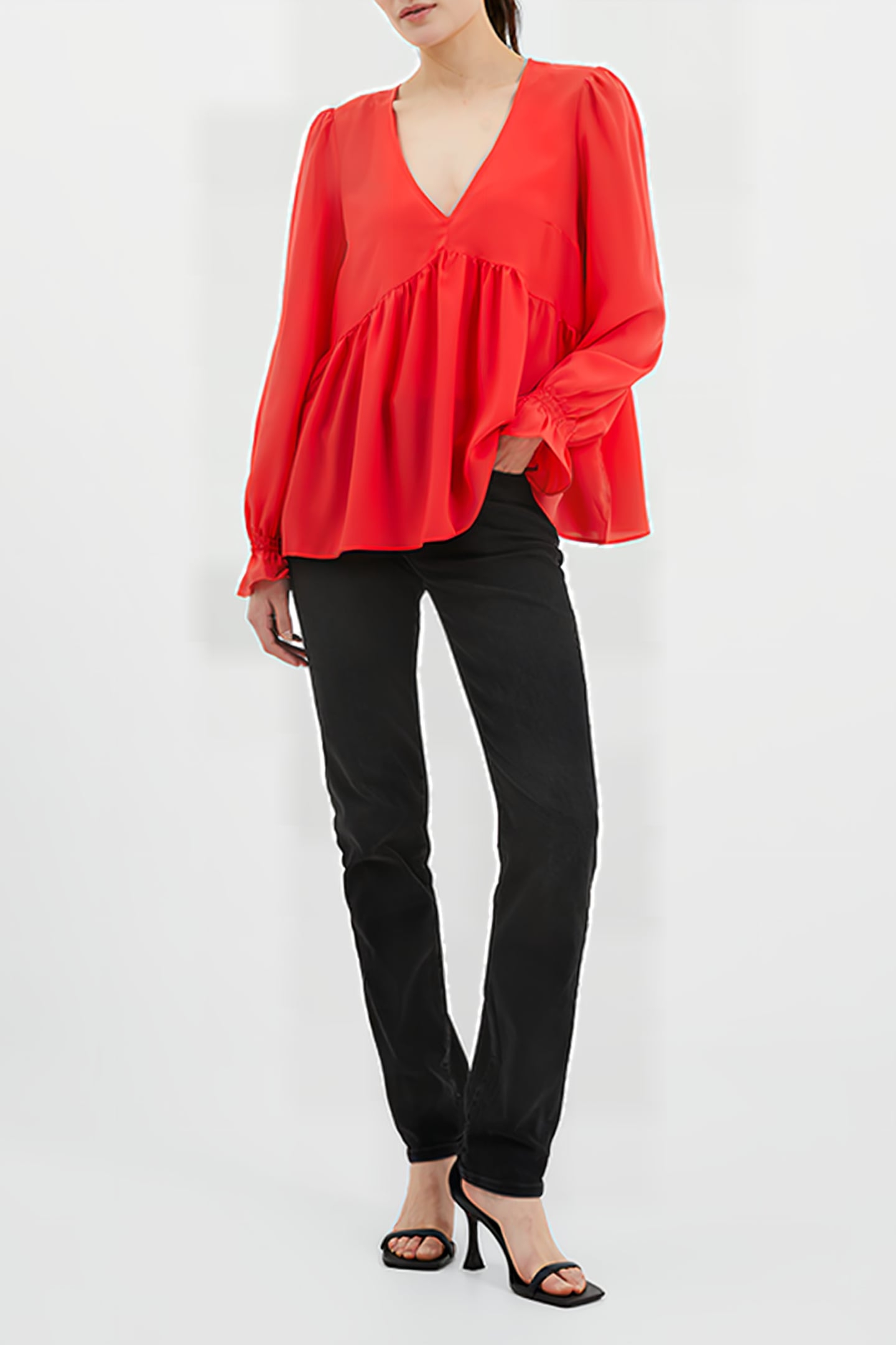 CREPE LIGHT V NECK TOP BITTERSWEET 2