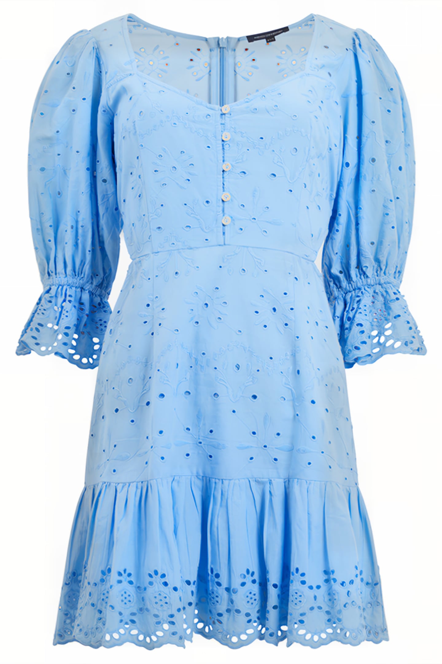 CILLA BRODERIE CUT OUT MINI DRESS PLACID BLUE 4