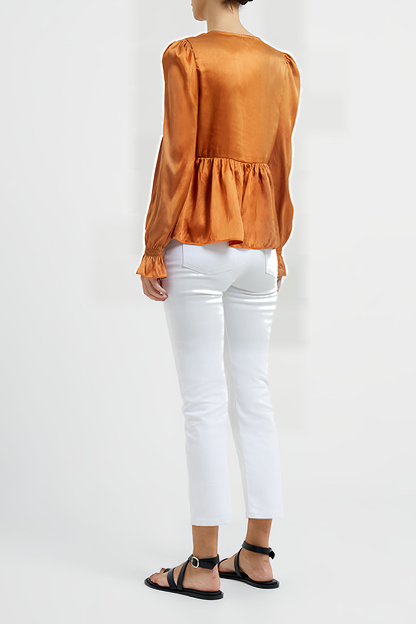 INU SATIN V-NECK EMPIRE TOP HONEY BRONZE 3