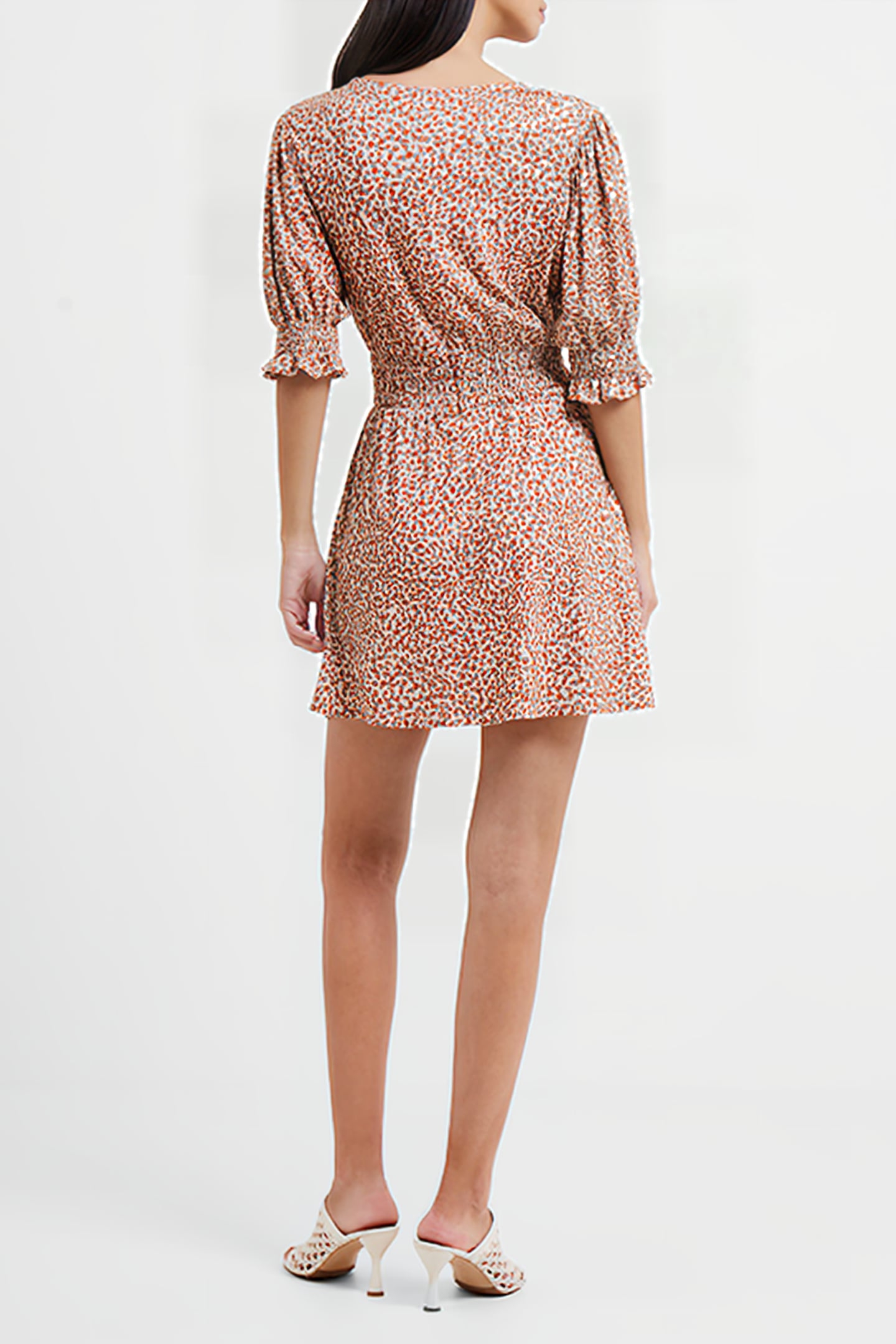 MEADOW CADIE V-NECK SMOCKED DRESS SHIFTING SAND 3