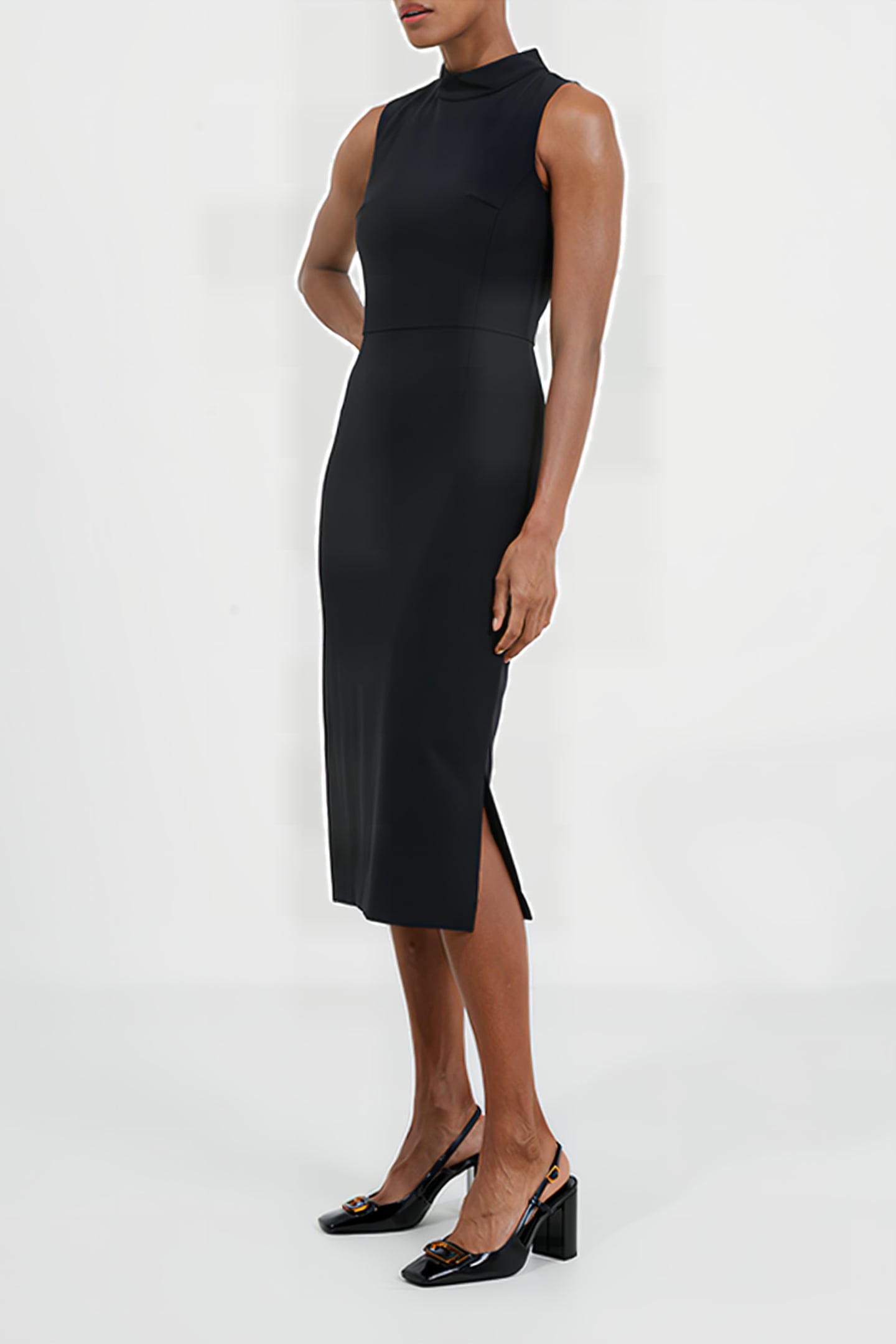 ECHO CREPE MOCK NECK DRESS BLACKOUT 2