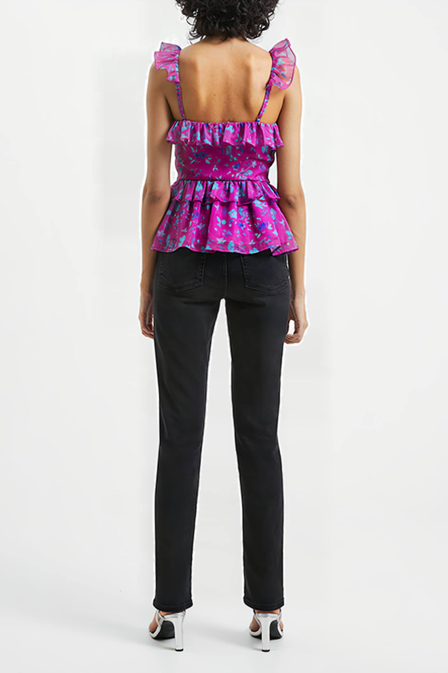 ADEN BAI LUREX FRILL CAMI TOP DAHLIA 3