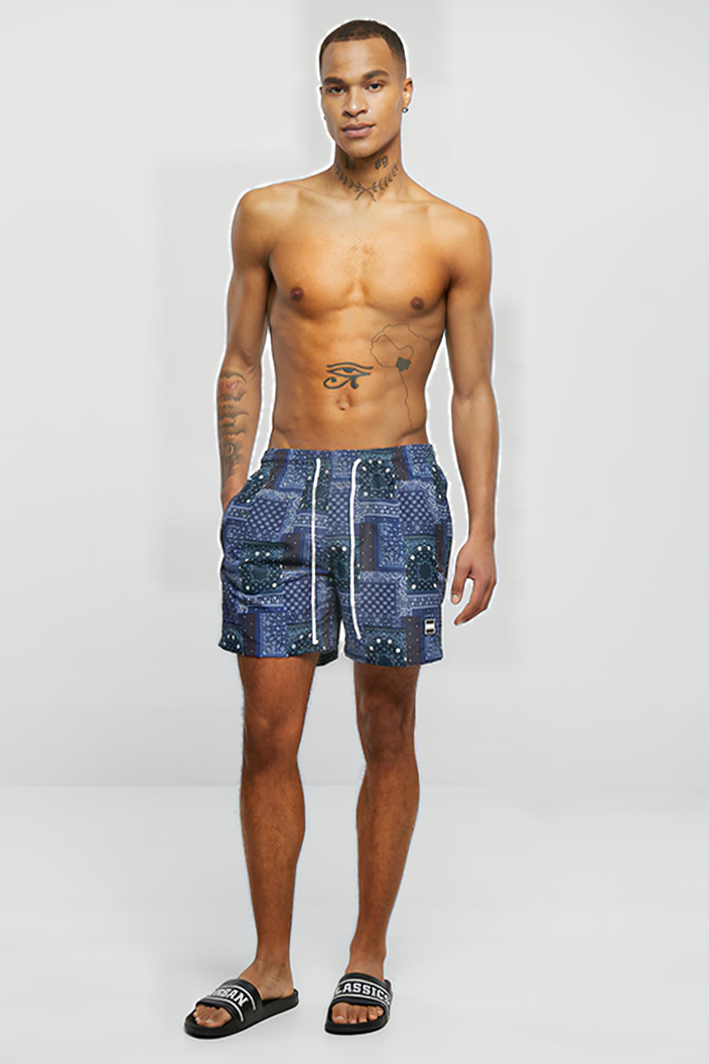 PATTERN SWIM SHORTS NAVY BANDANA AOP 3