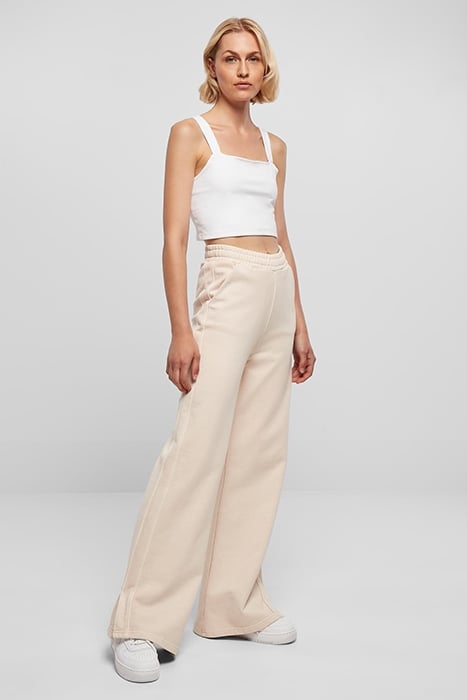 LADIES HEAVY TERRY GARMENT DYE SLIT PANTS PINK 3