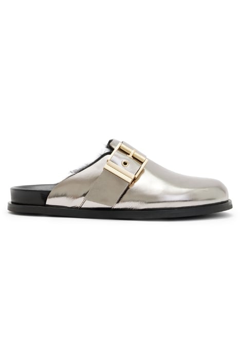 VENUS SHEARLING MULE MIRROR SILVER 1