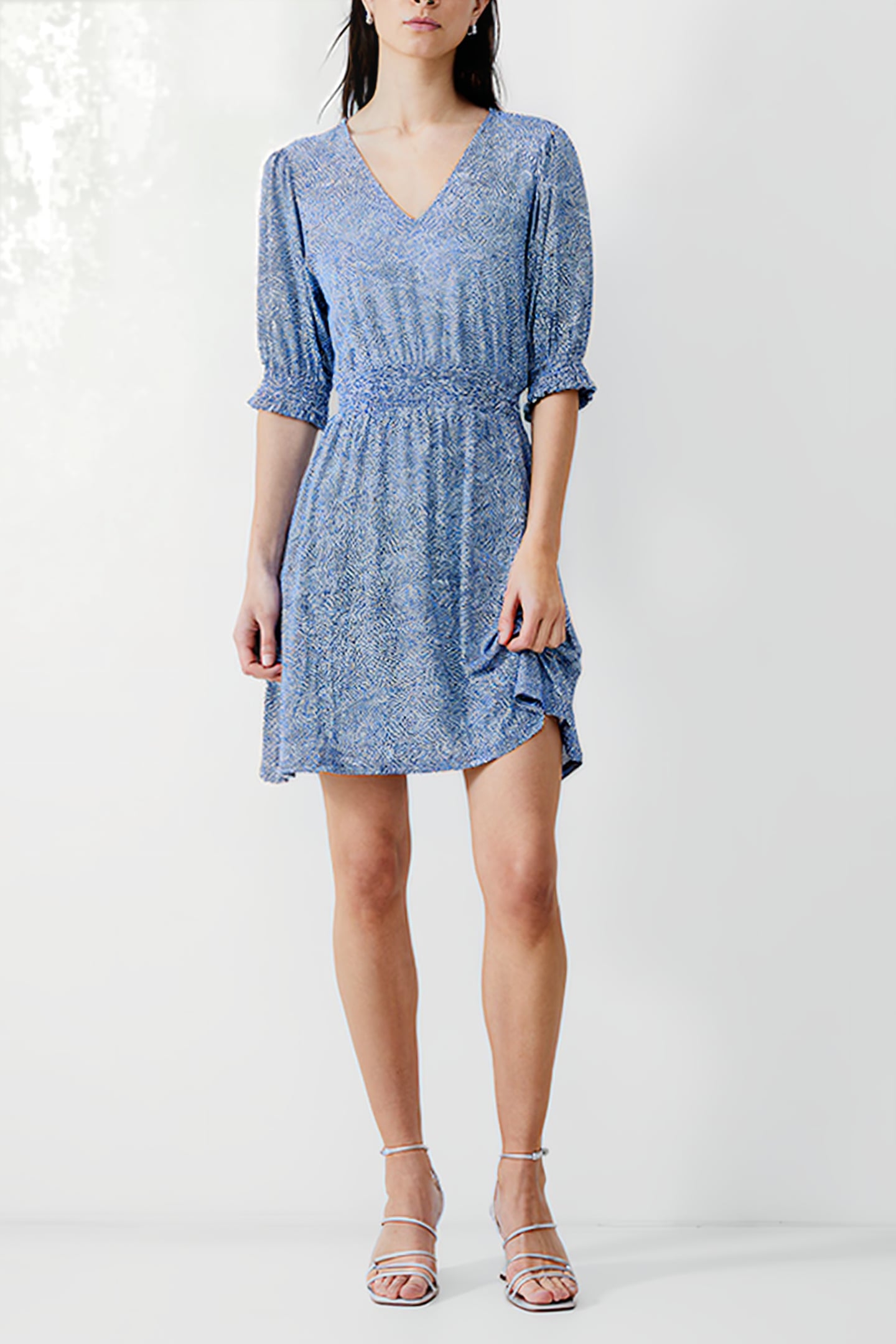 BERNICE SHIRRED DRESS SHORT PLACIDBLUE/DKNVY/WHT 2