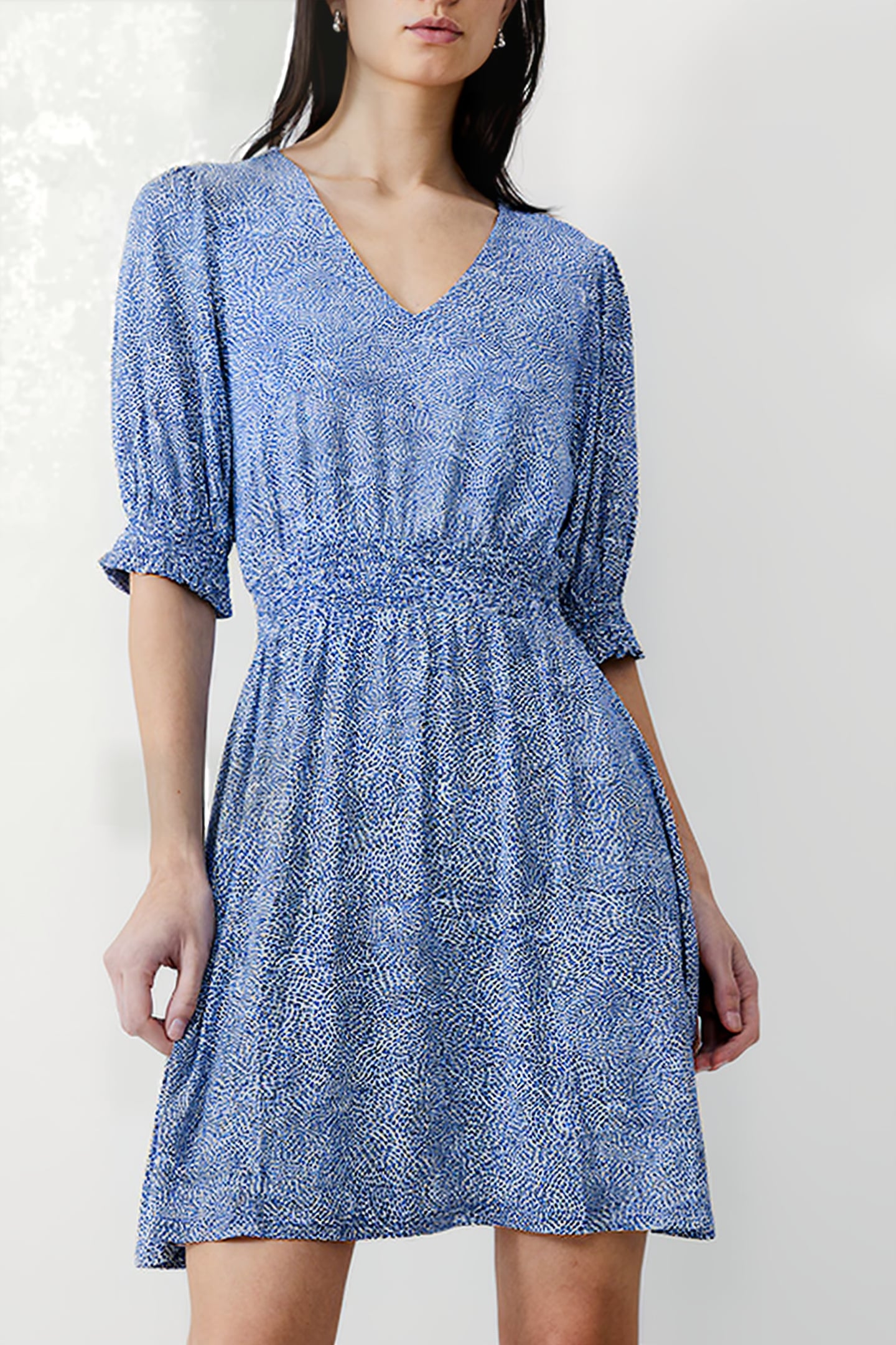 BERNICE SHIRRED DRESS SHORT PLACIDBLUE/DKNVY/WHT 1