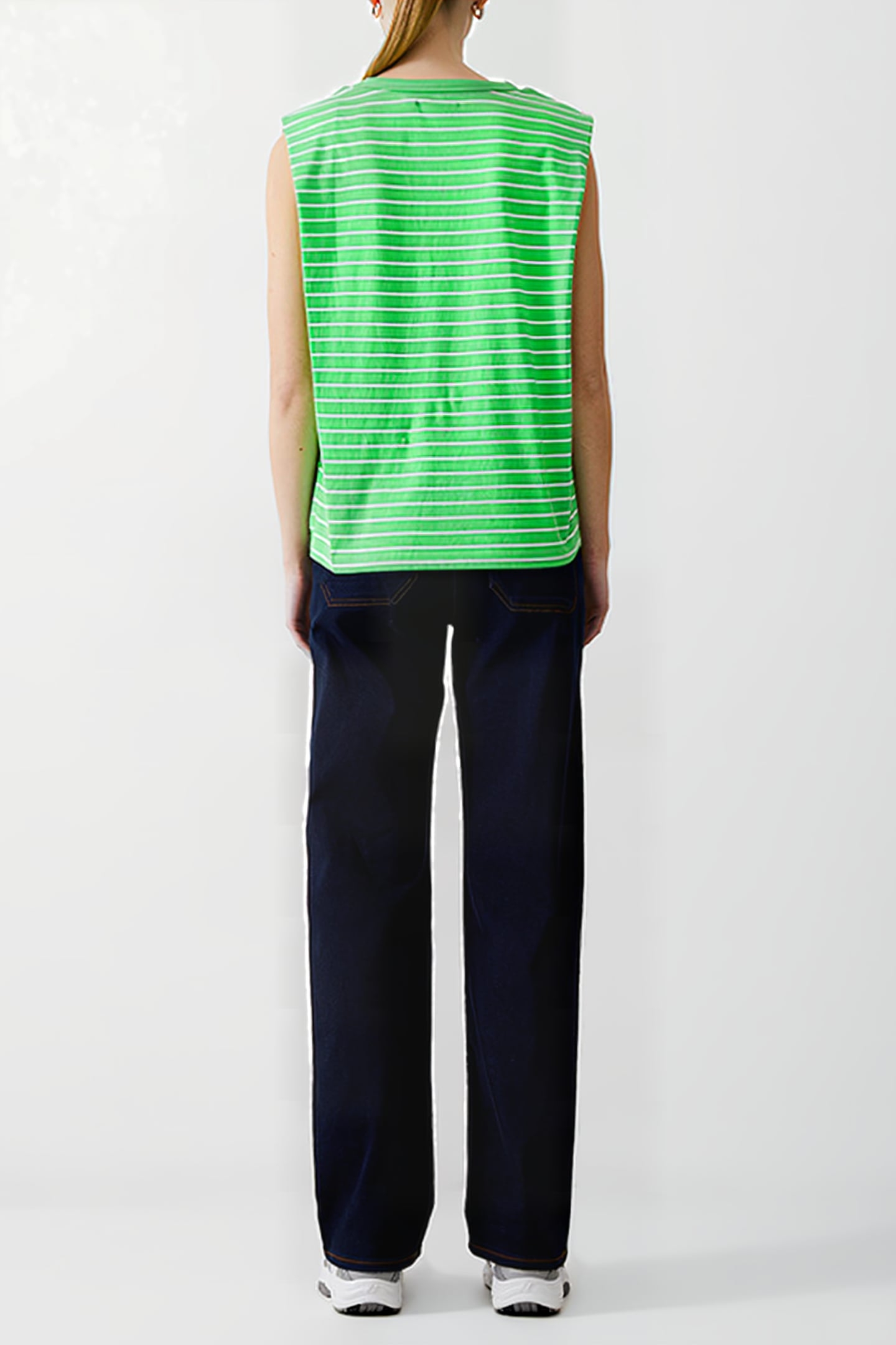 PADDED SHOULDER STRIPE TANK POISE GREEN/WHITE 3