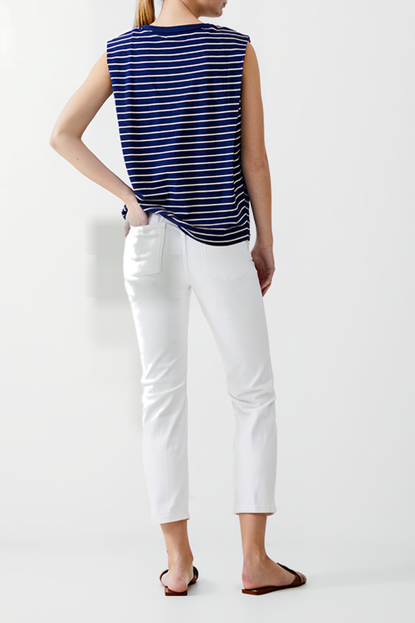 PADDED SHOULDER STRIPE TANK DK NAVY/WHITE 3