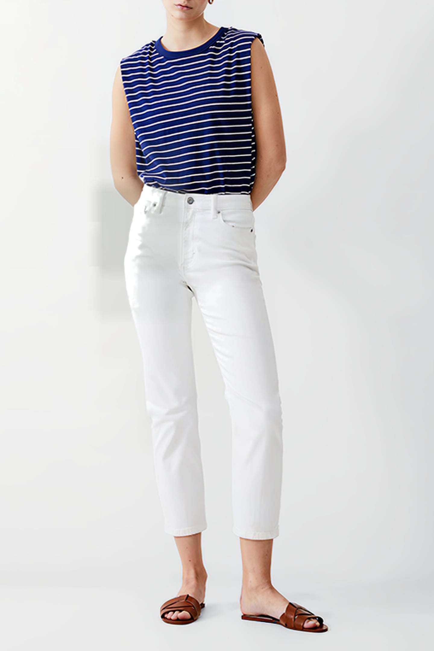 PADDED SHOULDER STRIPE TANK DK NAVY/WHITE 2