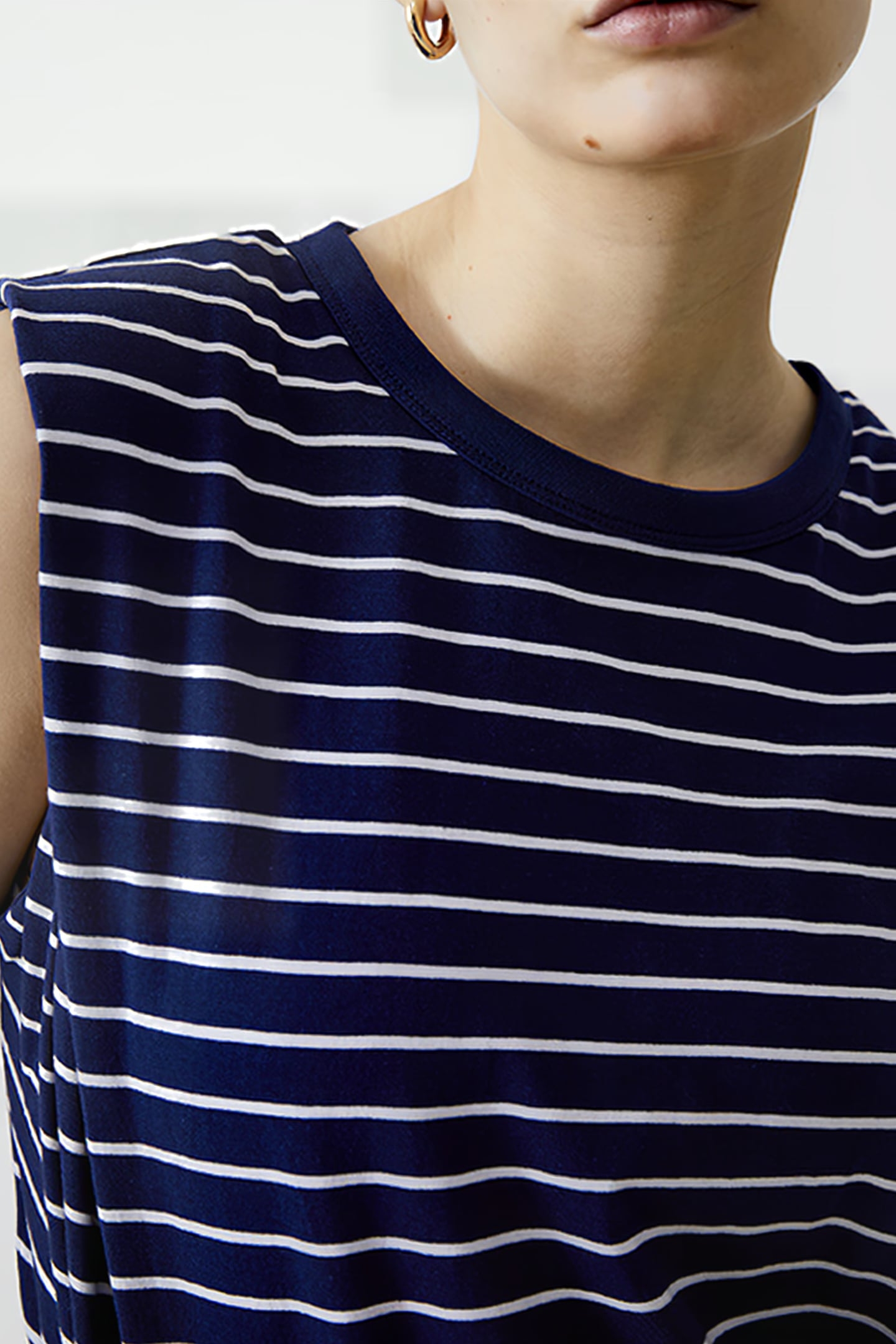 PADDED SHOULDER STRIPE TANK DK NAVY/WHITE 4