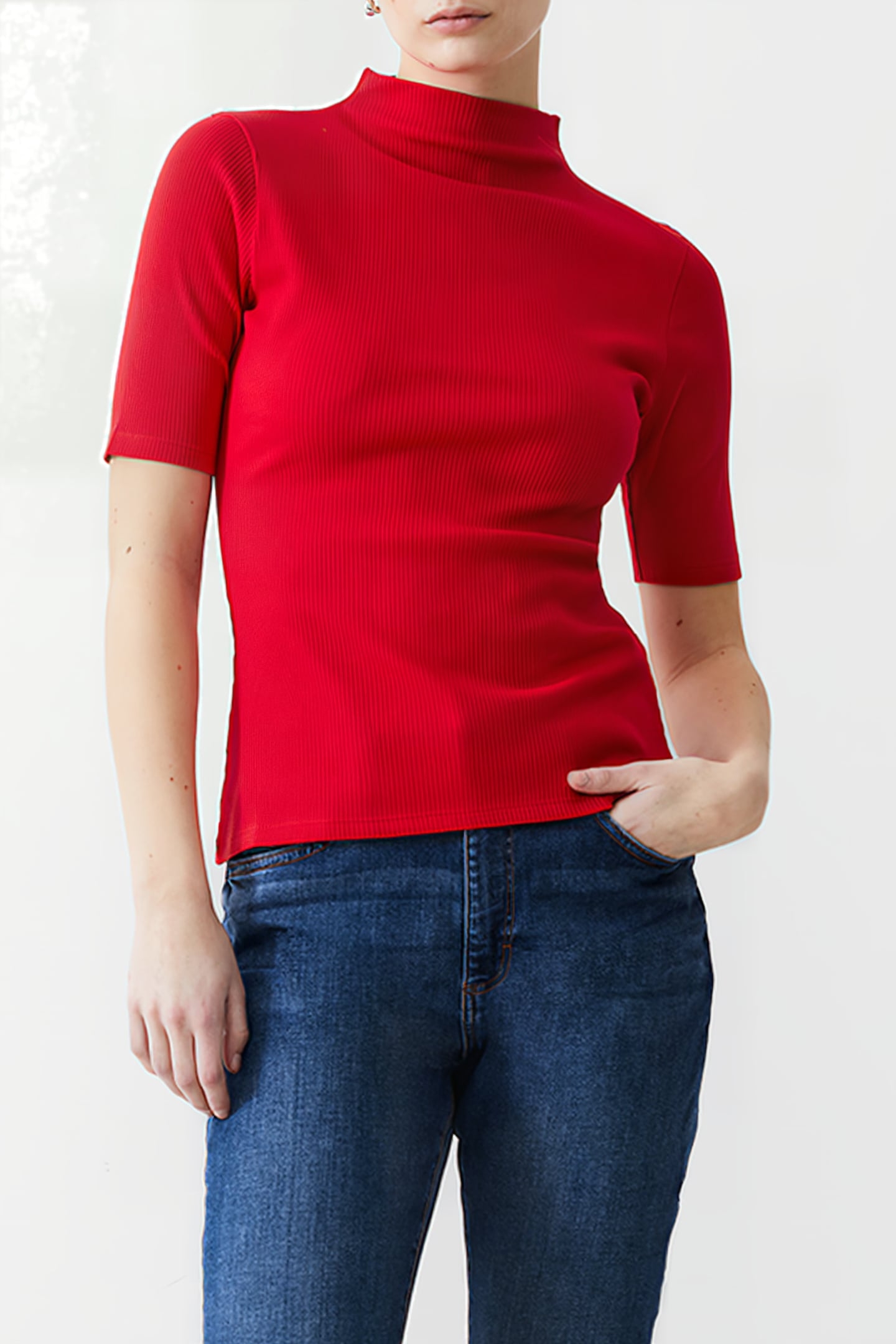 RIB TURTLE NK TOP POPPY 1